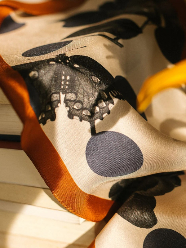 "Noir Floral" Silk Diamond Neckerchief