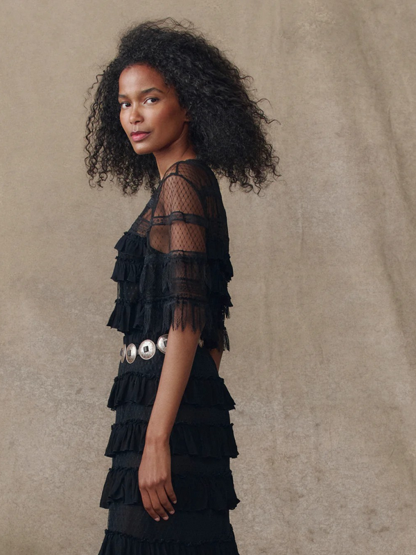 The Winter Mesh Flounce Top