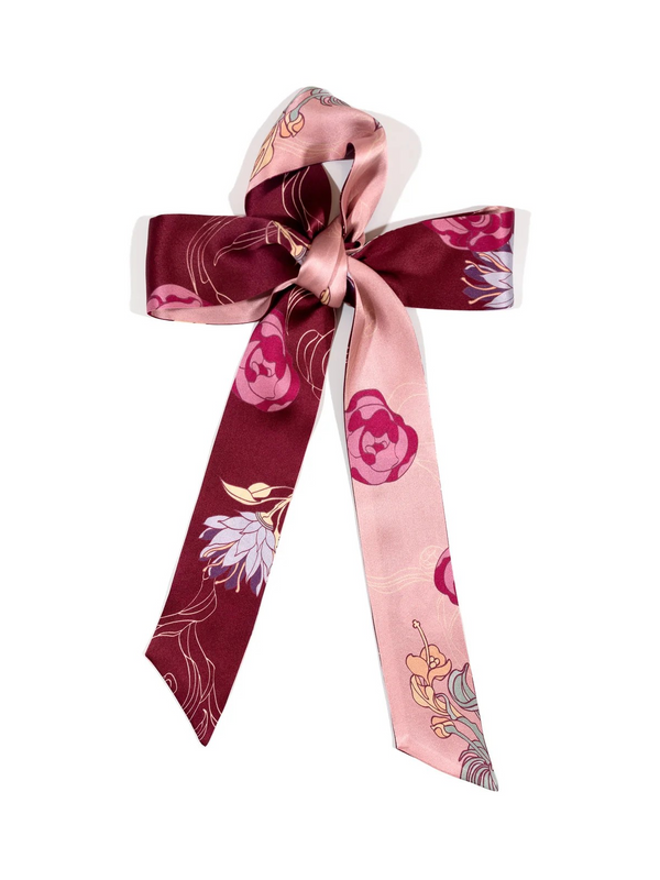 "Dream Hunter" Silk Skinny Scarf - Ruby Red