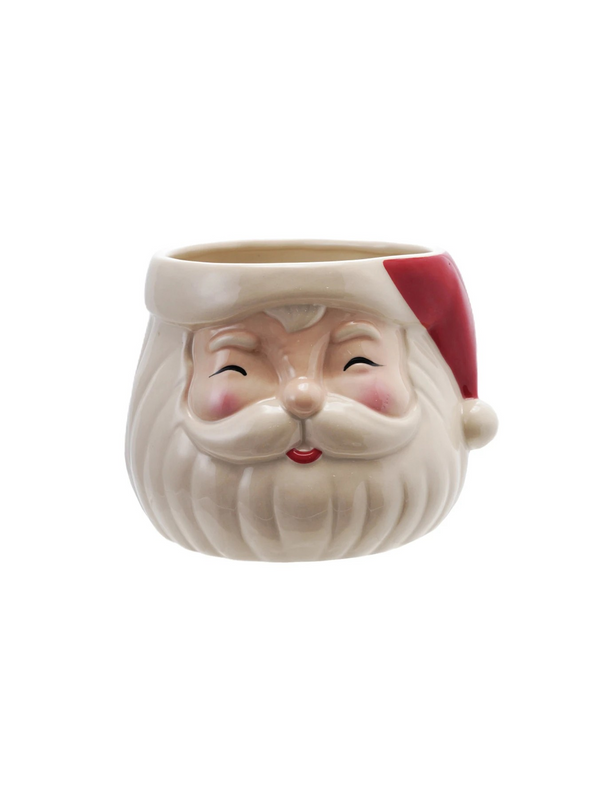 Stoneware Santa Head Shaped Planter