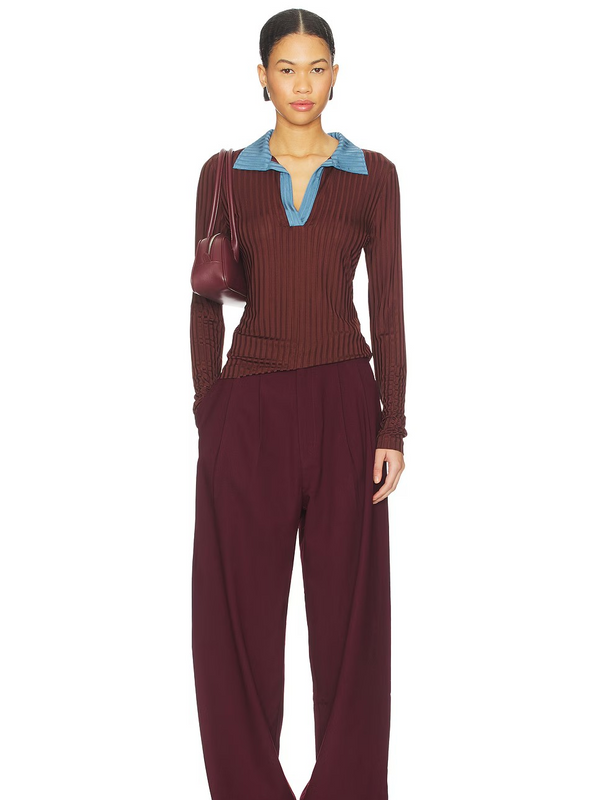 Natalia Colorblock Long Sleeve Polo