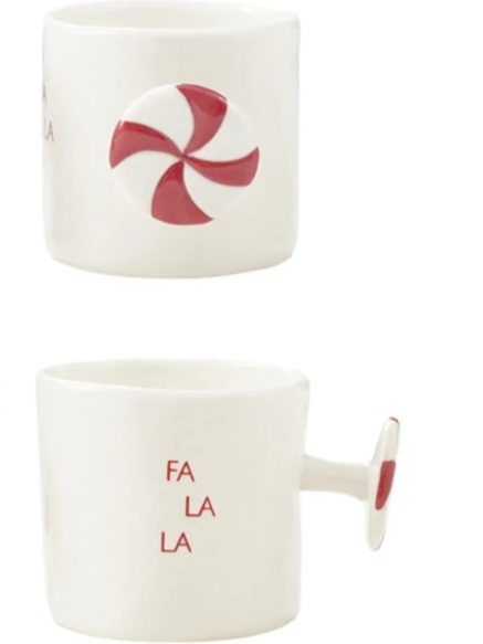 12oz Hand-Painted Stoneware Mug w/ Holiday Icon & Saying