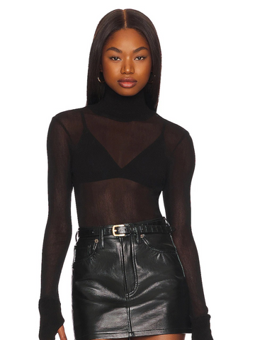 Cotton Mesh Cuffed L/S Turtleneck