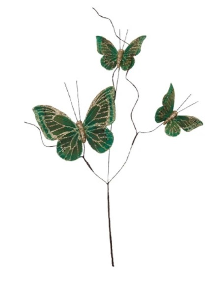 Faux Feather Butterfly Spray w/ Glitter