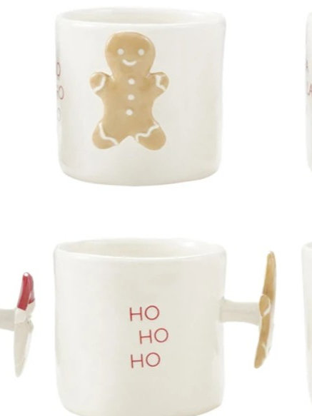 12oz Hand-Painted Stoneware Mug w/ Holiday Icon & Saying