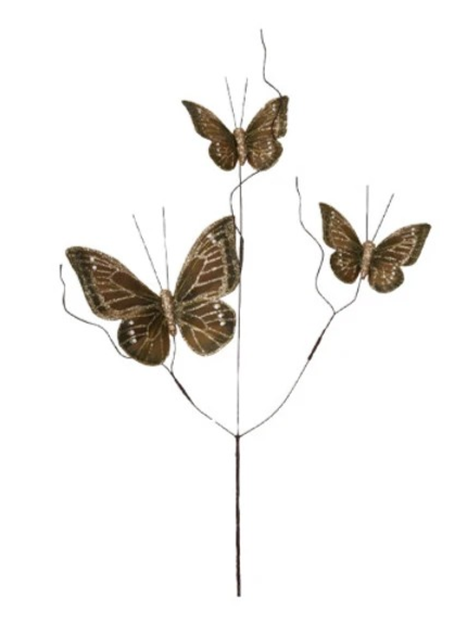 Faux Feather Butterfly Spray w/ Glitter