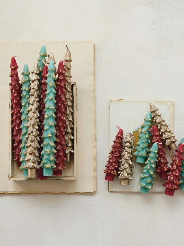 Unscented Tree Shaped Taper Candles - Champagne