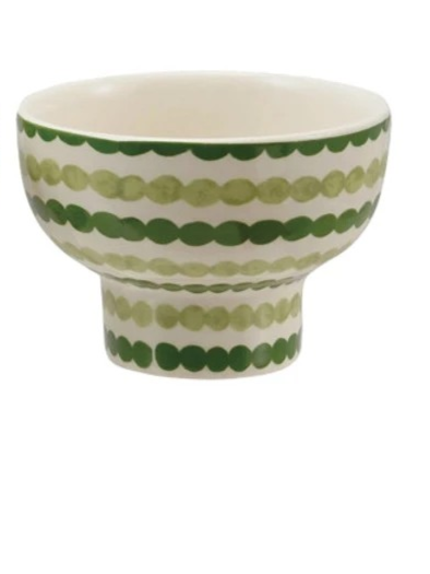 Stoneware Footed Bowl w/ Holiday Pattern