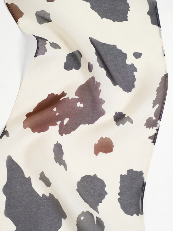 "Spot Chic" Silk Chiffon Neck Scarf - Cow Print