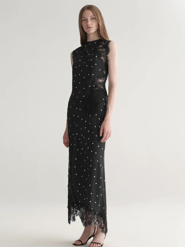 Gracie Polka Dot Crepe and Lace Top