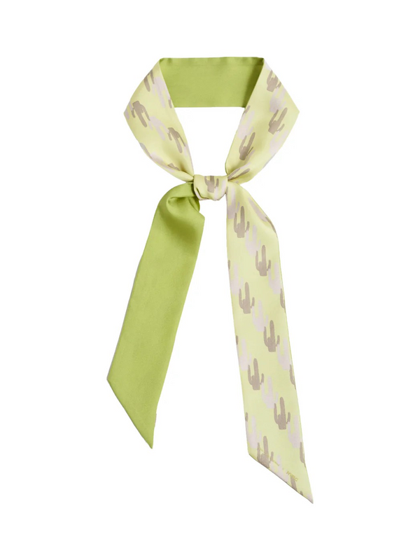 "Oasis Charms" Silk Skinny Scarf - Green
