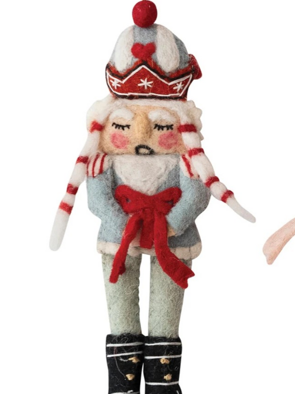 Handmade Wool Felt Nutcracker Ornamnent w/ Embroidery