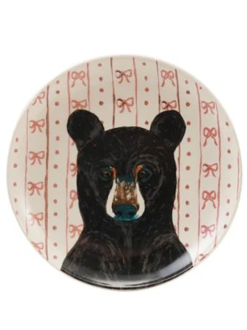Stoneware Plate w/ Holiday Pattern/Animal