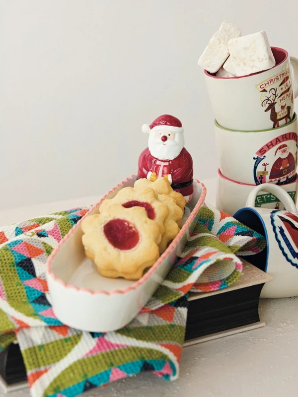 Ceramic Scalloped Cracker Dish 3D Santa