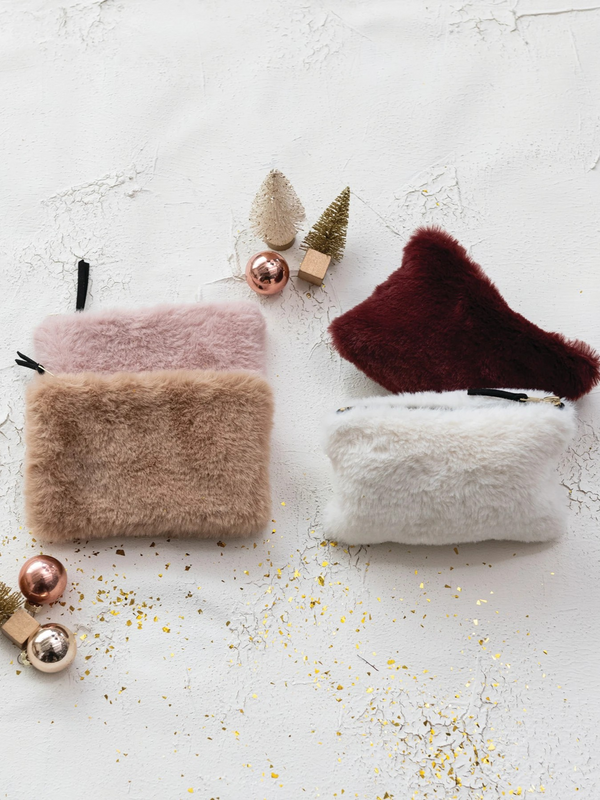 Faux Fur Zipper Pouch