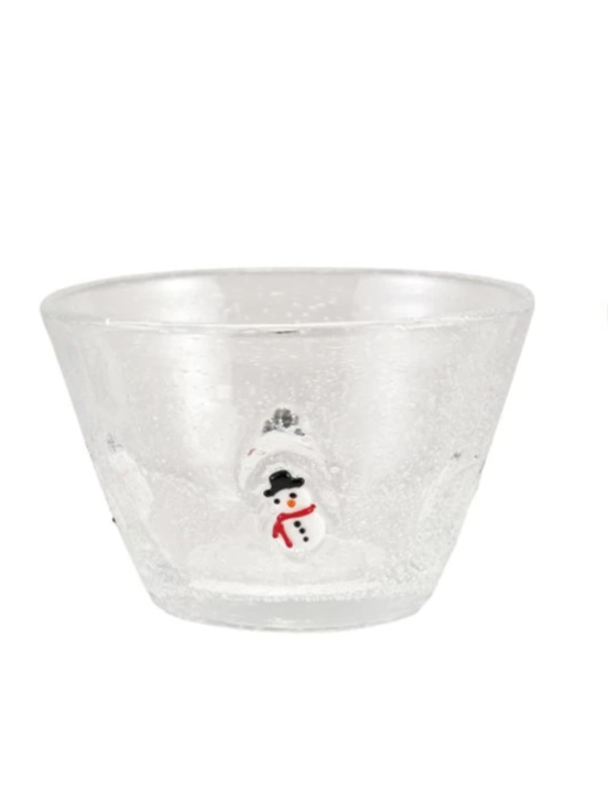 Glass Bowl w/ Embedded Holiday Icons