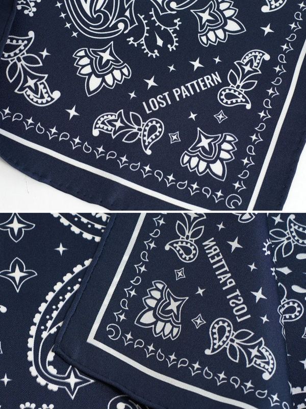 “Paisley" Silk Bandana Scarf - Midnight Blue