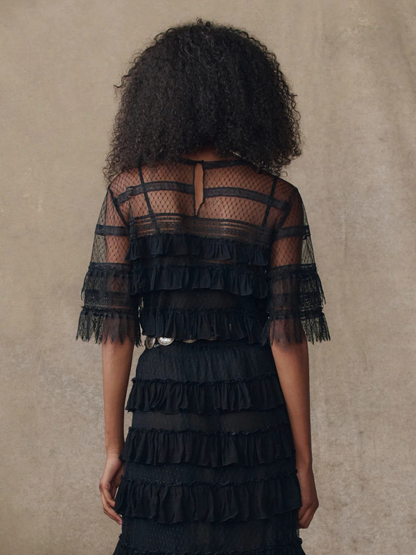 The Winter Mesh Flounce Top