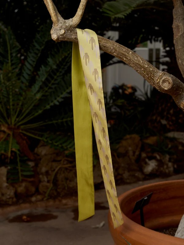 "Oasis Charms" Silk Skinny Scarf - Green