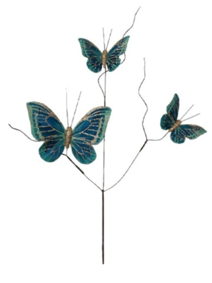 Faux Feather Butterfly Spray w/ Glitter
