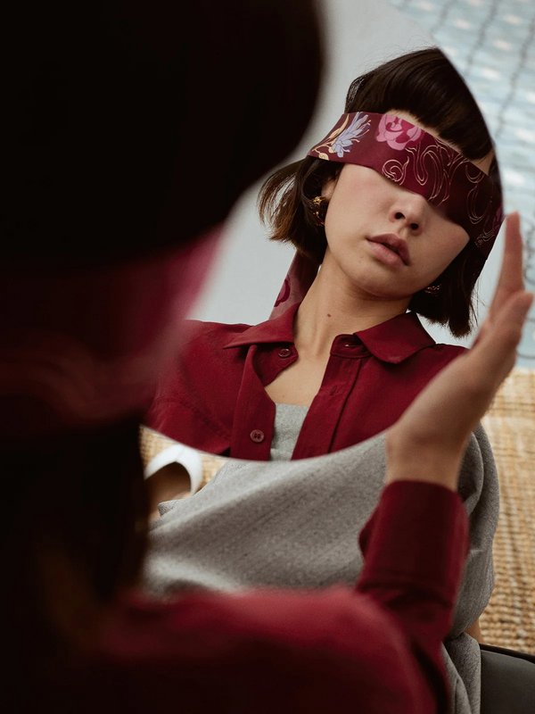 "Dream Hunter" Silk Skinny Scarf - Ruby Red