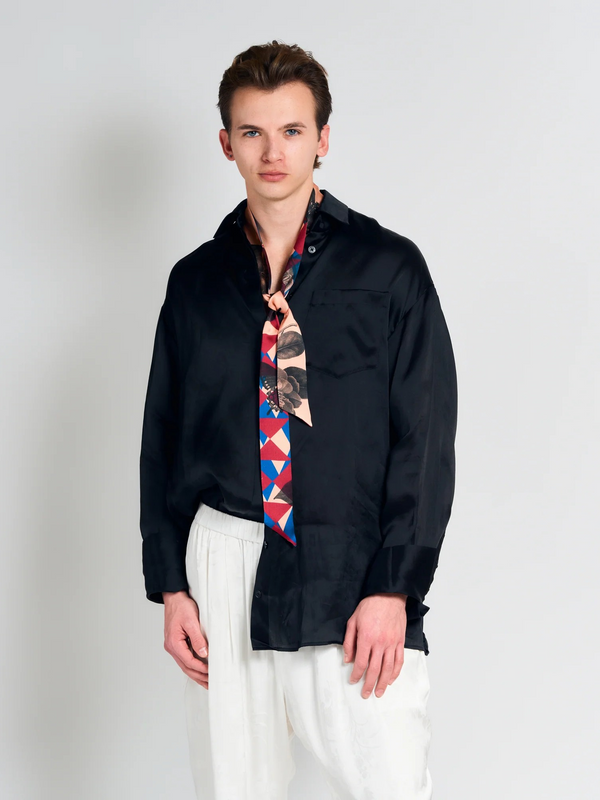 "Prism" Silk Skinny Scarf - Crimson Red