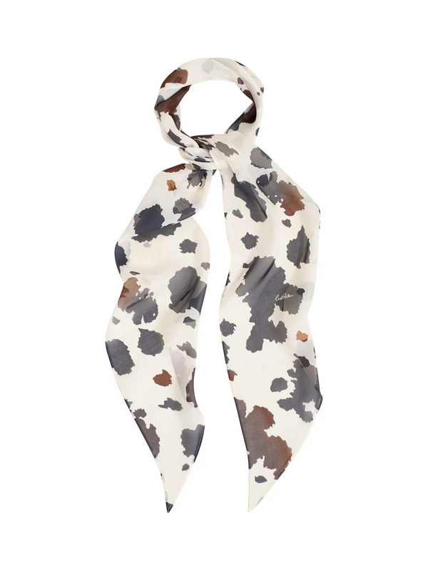 "Spot Chic" Silk Chiffon Neck Scarf - Cow Print