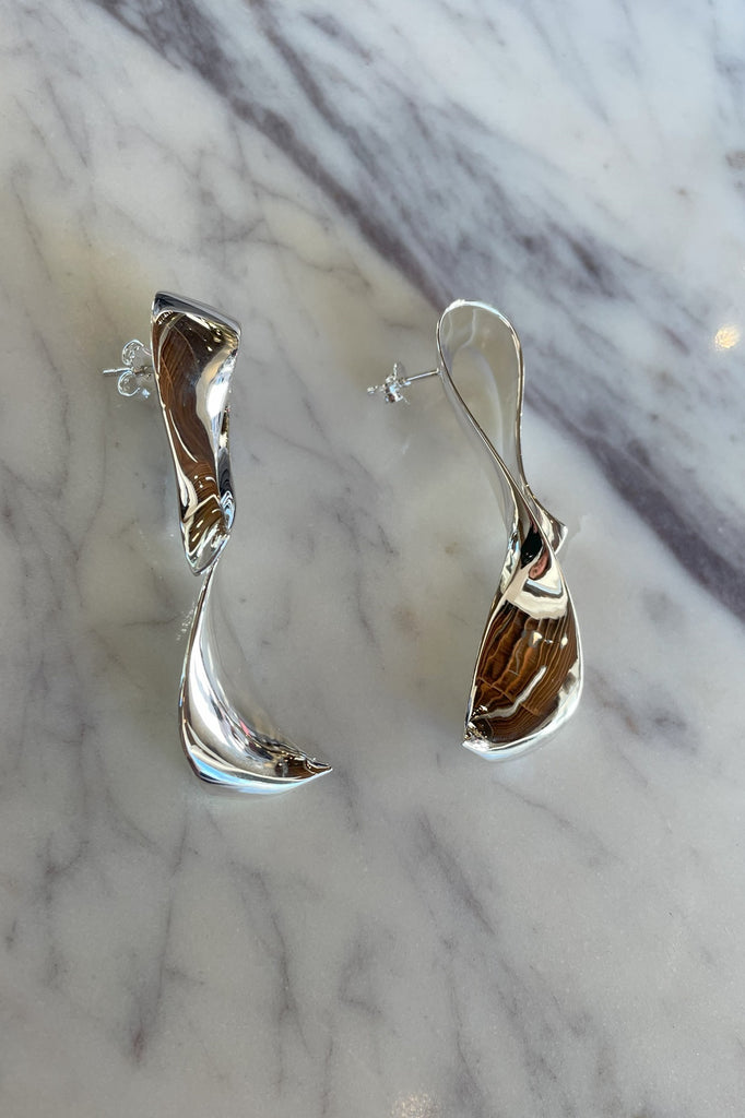 Large Sculpt Earrings-Sterling Silver
