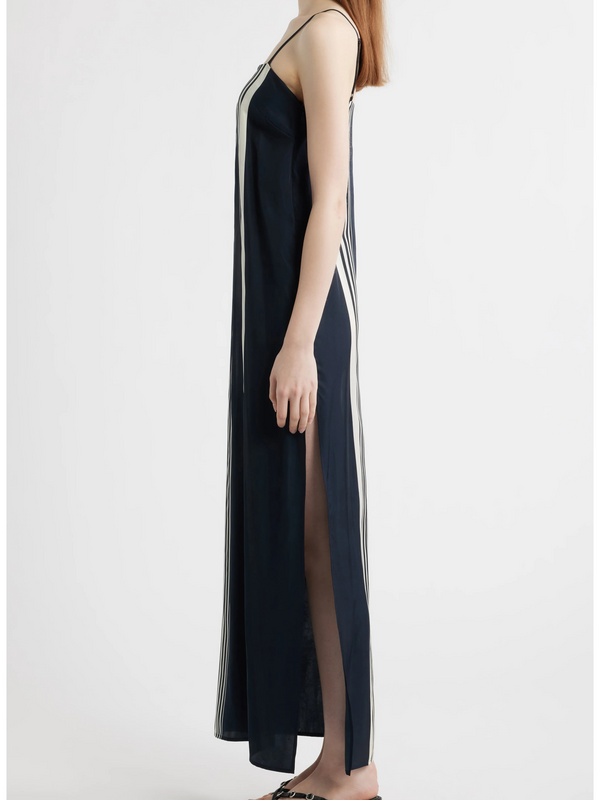 Suki Stripe Sleeveless Silk Blend Maxi Dress