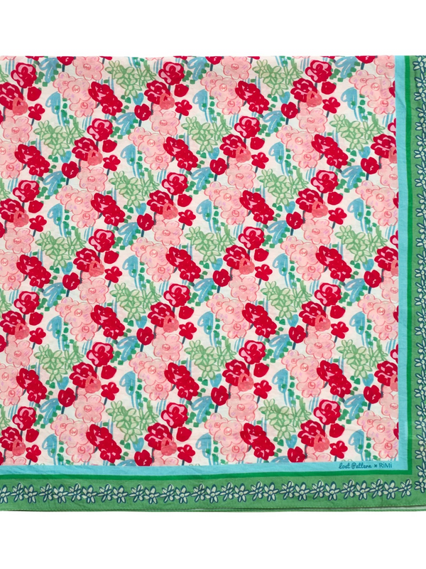 "Le Jardin" Beach Sarong Wrap - Rouge Blossom