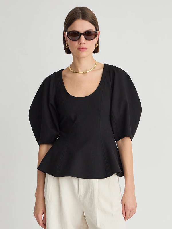 Bebe Ponte Peplum Top