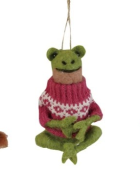 Wool Felt Animal in Sweater Ornamnent