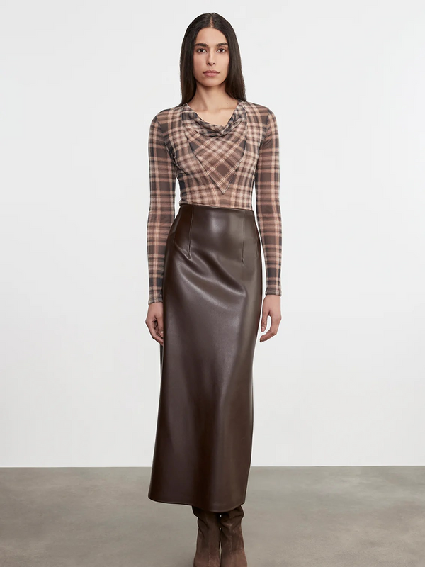 Leather Hi-Waist Curve Skirt