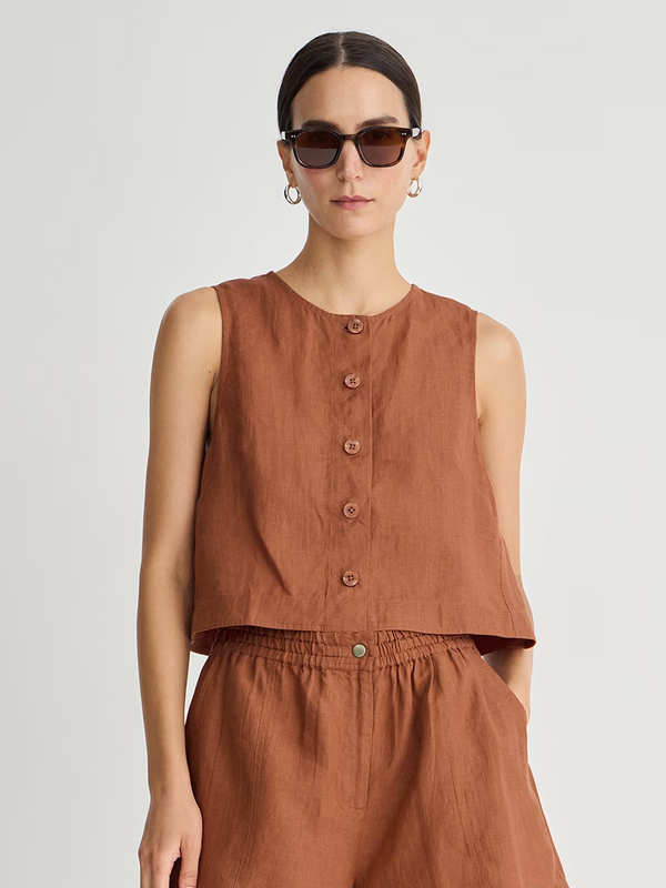 Godet Linen Tank