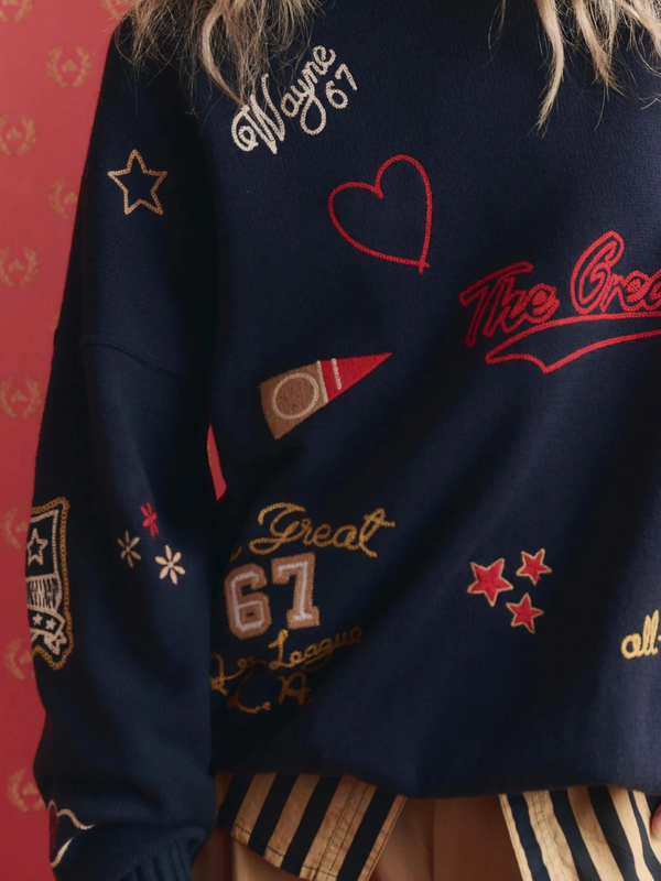 The Embroidered Oversize Crew Pullover