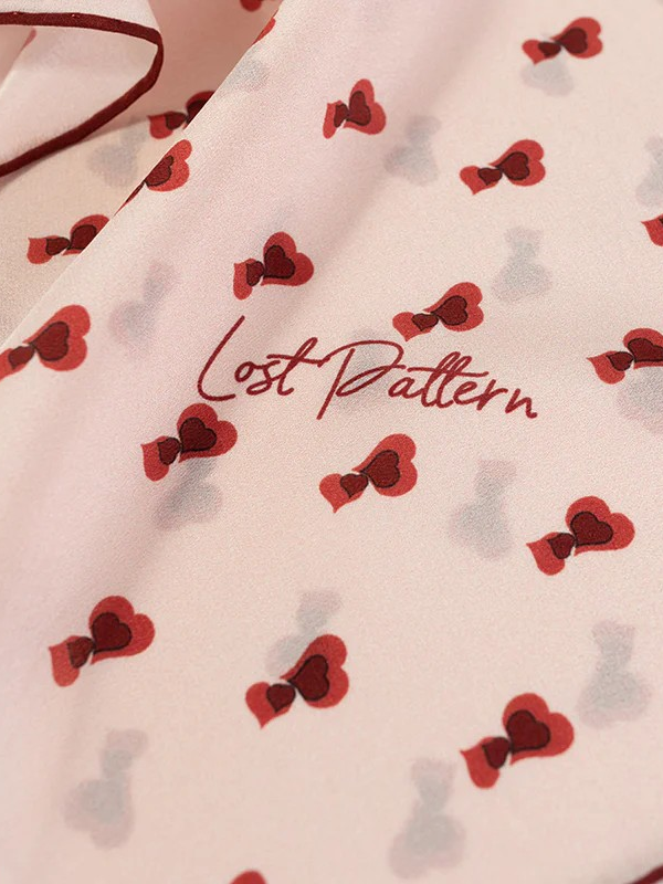 "Twin Hearts" Silk Crepe Bandana - Light Pink