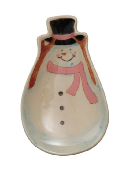 Hand-Painted Stoneware Holiday Shaped Dish