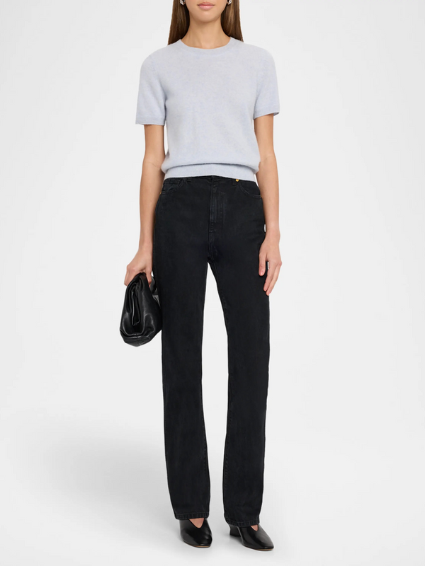 Cashmere Short Sleeve Cropepd Pullover