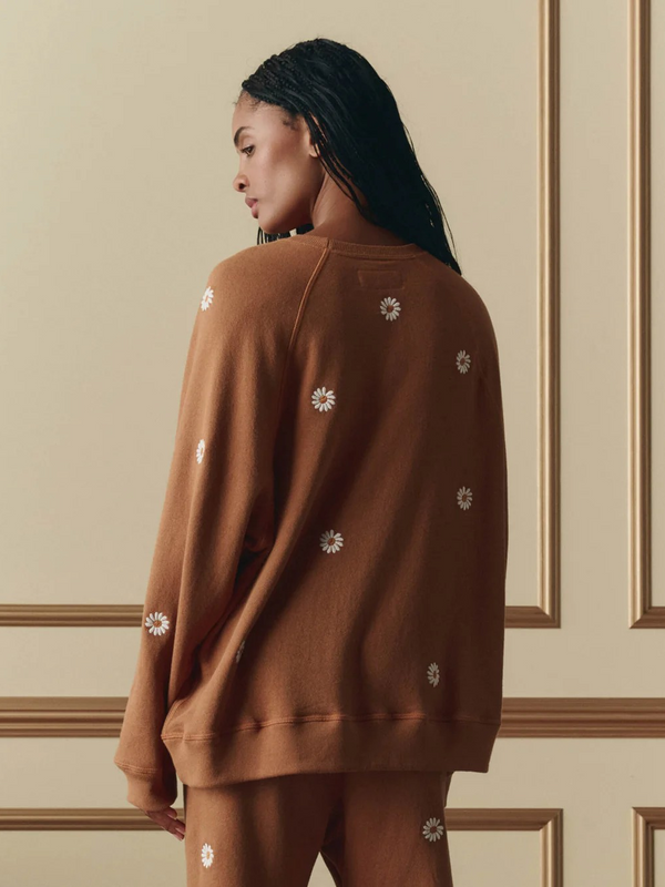 The Slouch Sweatshirt W/ Floating Daisy Embroidery