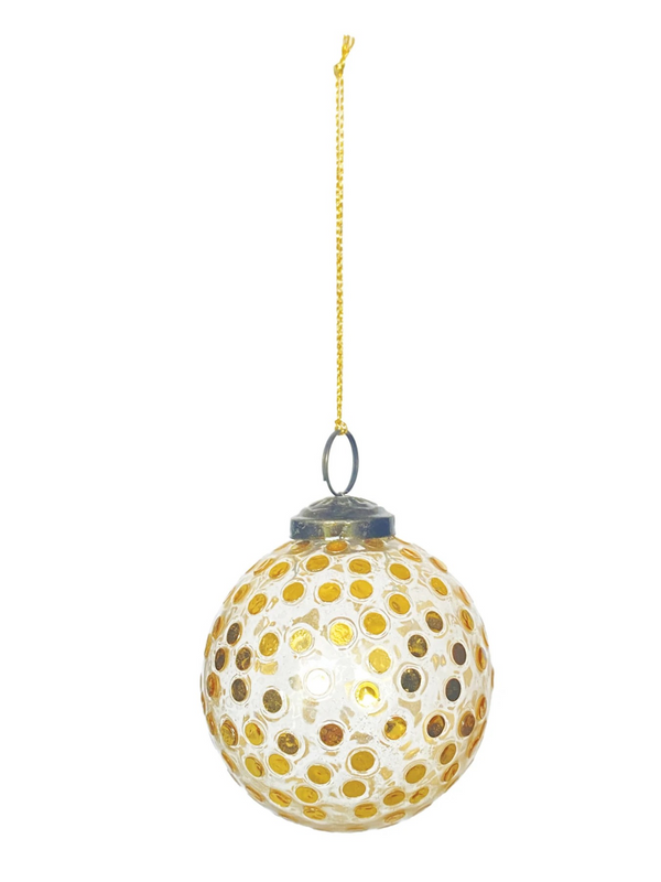 Glass Ball Ornament w/ Embedded Sequins