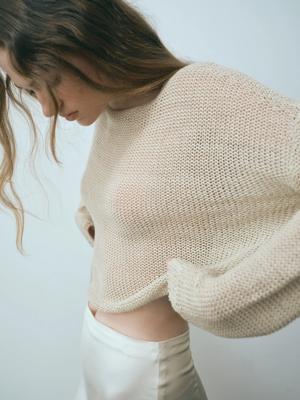 Linen Open Knit Bateau Sweater