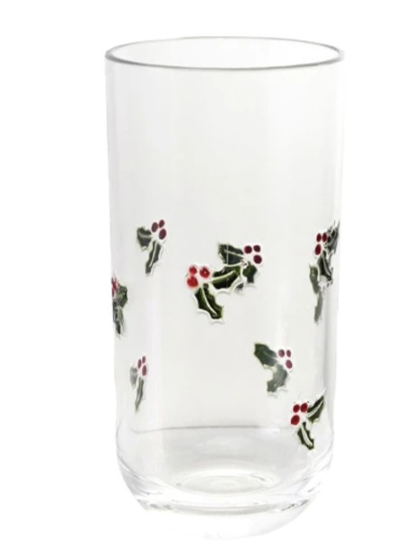 18 oz Acrylic Drinking Glass w/ Embedded Holiday Icons
