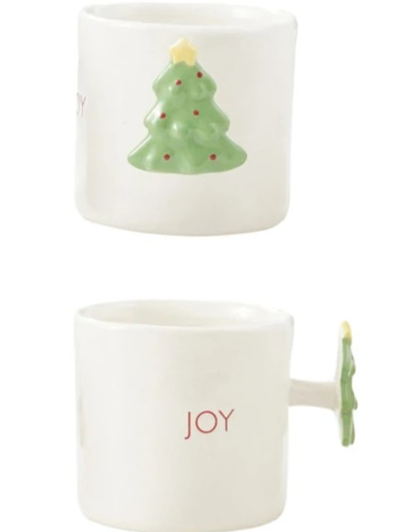 12oz Hand-Painted Stoneware Mug w/ Holiday Icon & Saying