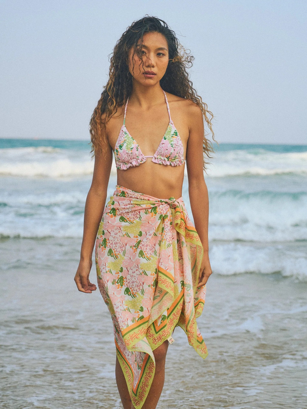 "Le Jardin" Beach Sarong Wrap - Pastel Blush