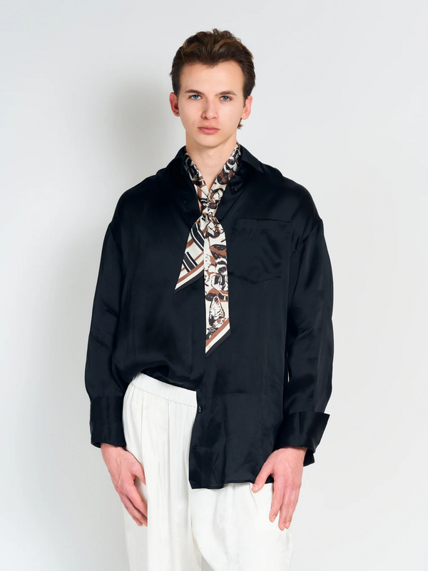 Lost Pattern x Leatherology Silk Twill Skinny Scarf - Neutral