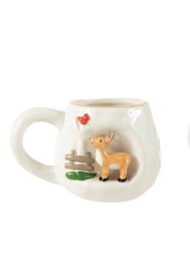 14 oz Hand-Painted Stoneware Mug w/ 3D Scene