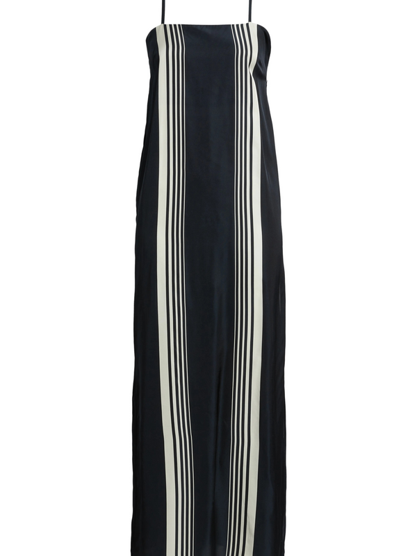 Suki Stripe Sleeveless Silk Blend Maxi Dress