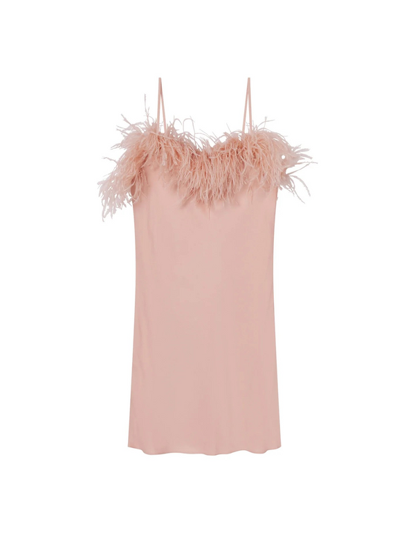 Opal Feather Trimmed Mini Dress
