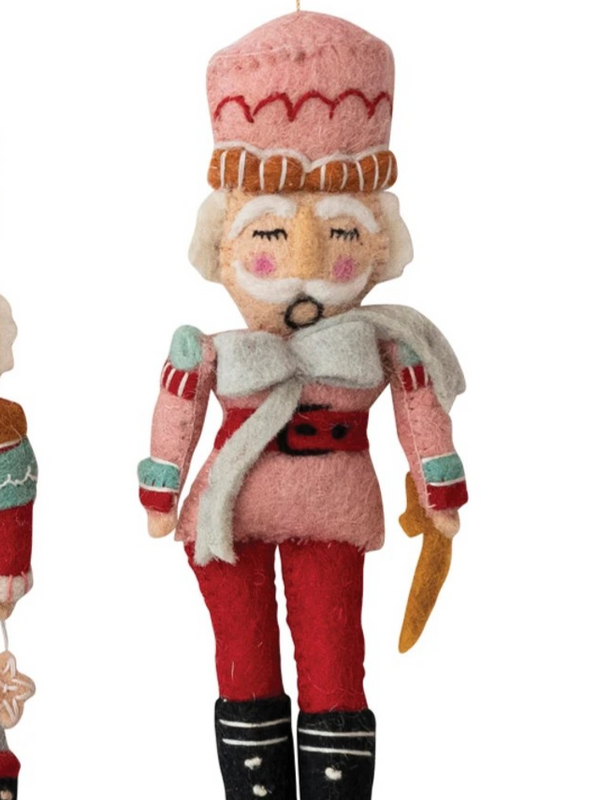 Handmade Wool Felt Nutcracker Ornamnent w/ Embroidery