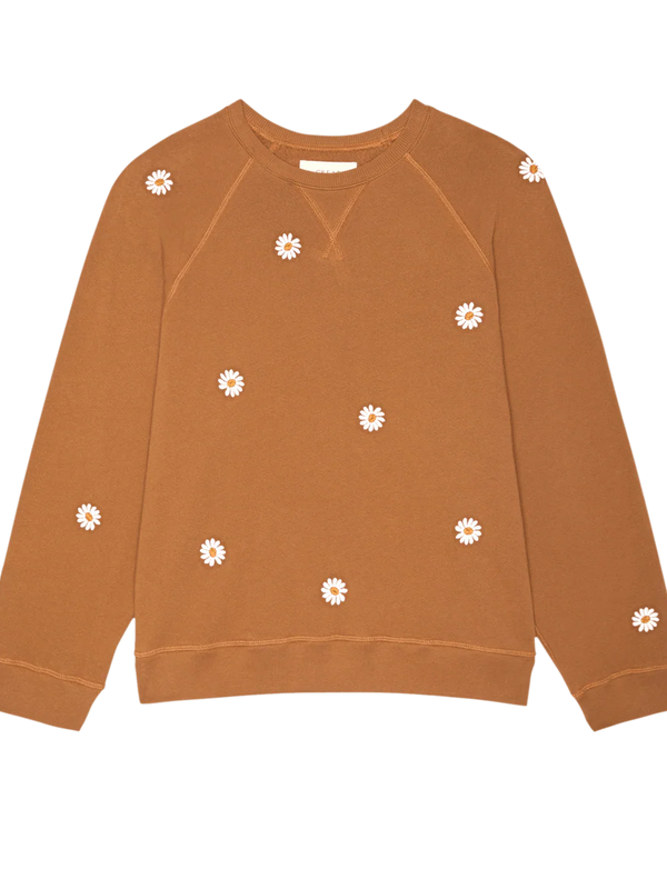 The Slouch Sweatshirt W/ Floating Daisy Embroidery
